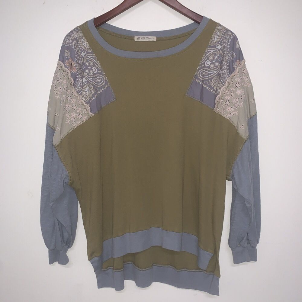 We the Free Feelin It Tee M Mixed Media Oversized Boho Hippy Multi Color Casual